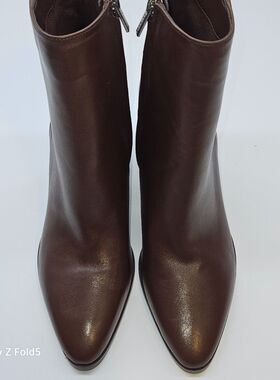 Calvin Klein Dezzi Chocolate Brown Leather Women's Ankle Block Heel Booties 7.5M